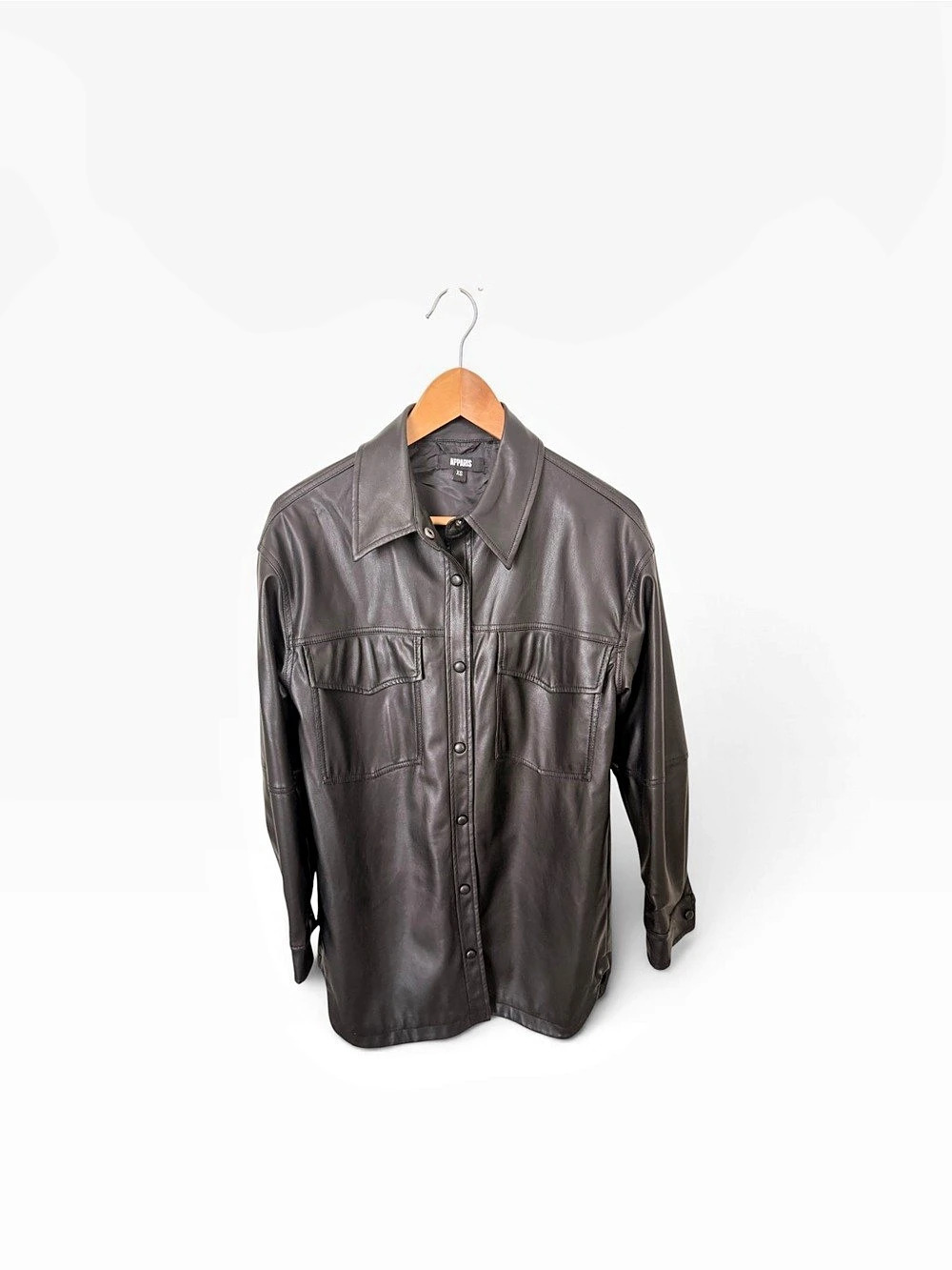 Apparis Riley Vegan-Leather Shirt Jacket Black XS